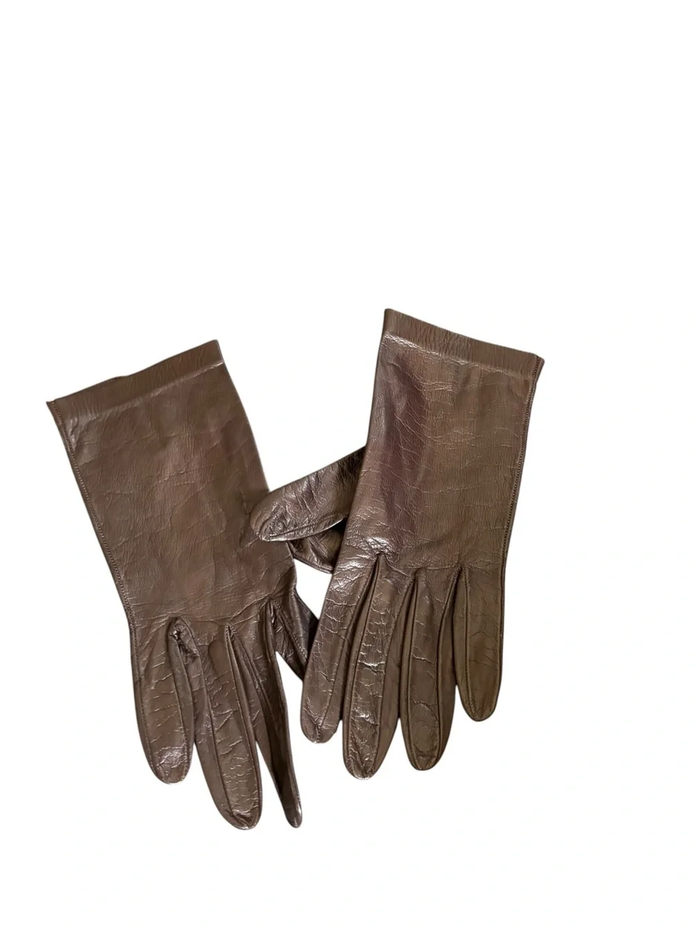 Italian Leather Unlined Fitted Gloves Sz 7.5 Chocolate Brown Winter Sleek Dressy